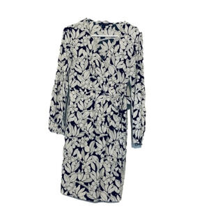 Maggy London Faux Wrap Dress, Size 4, Black & White.